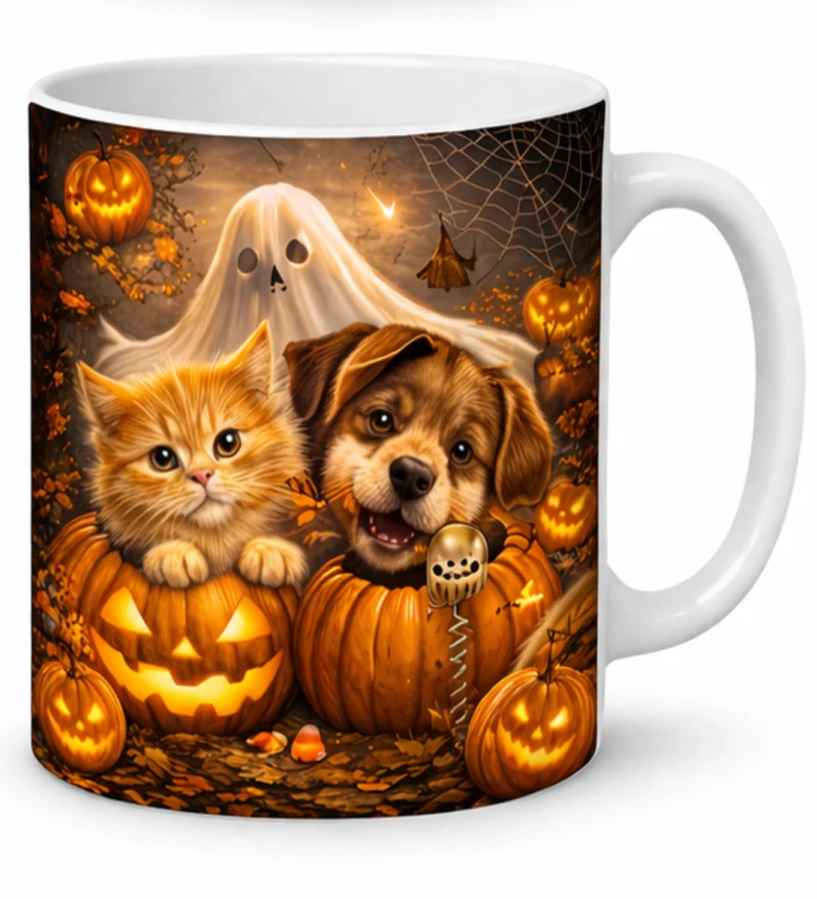 Šálka HALLOWEEN-psík,mačička,duch