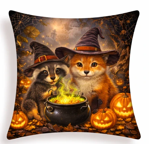 Vankúšik Halloween - lesné zvieratká.