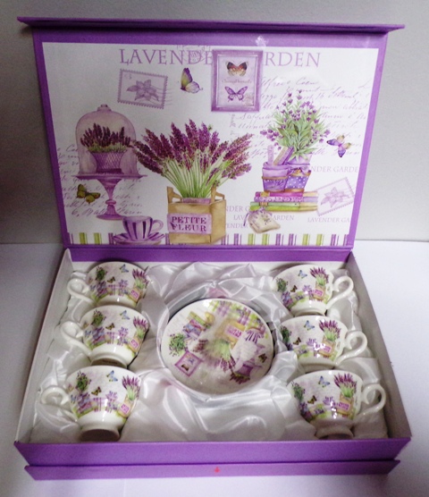 Šálky na kávu Levanduľa sada 6 kusov