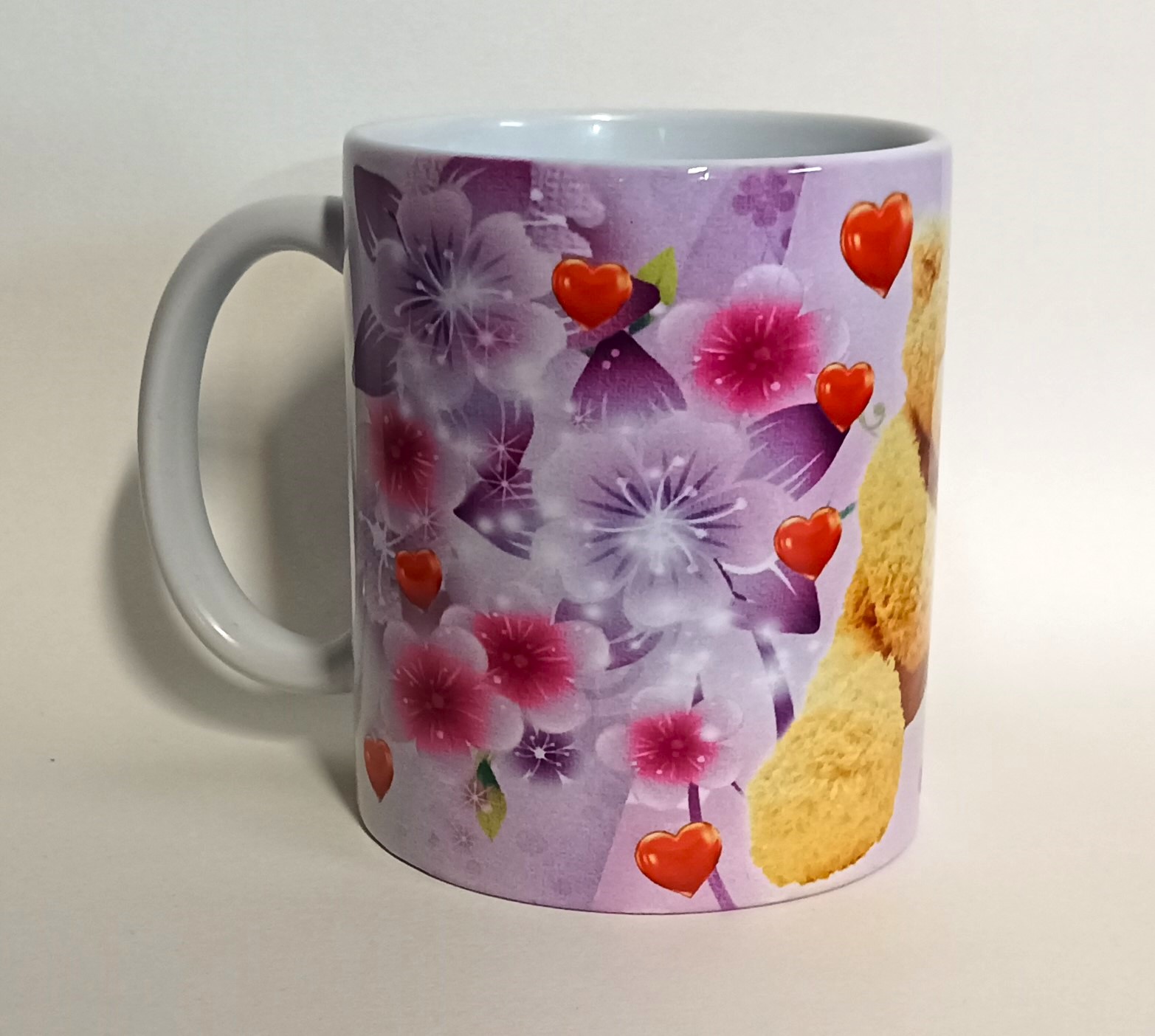 Šálka - Z lásky, macko s ružou