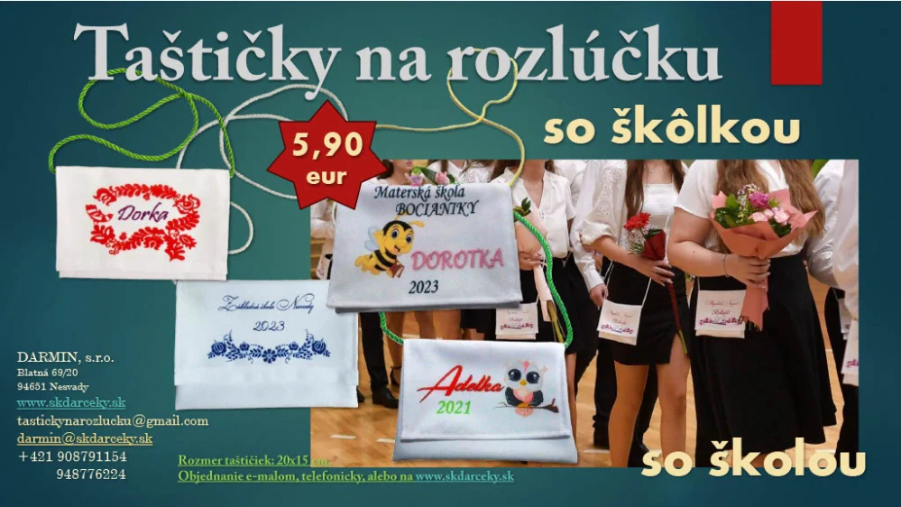 Taštičky na rozlúčku so škôlkou/školou