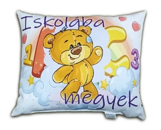 Díszpárna- Iskolába megyek,mackó