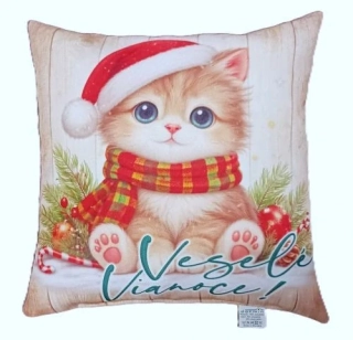 Vankúšik vianočný - mačička