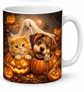 Šálka HALLOWEEN-psík,mačička,duch