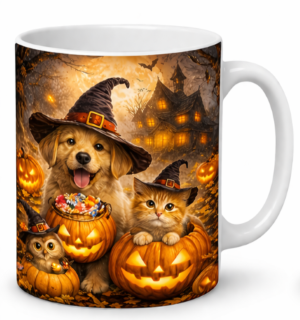 Šálka HALLOWEEN-psík,mačička,sovička