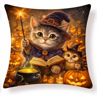 Vankúšik Halloween - mačička a sovička.